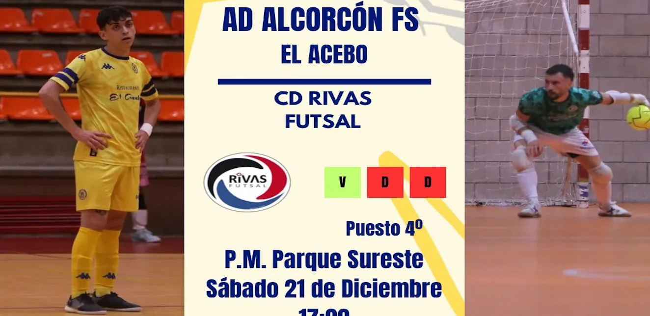La AD Alcorcón FS cierra el año visitando Rivas.