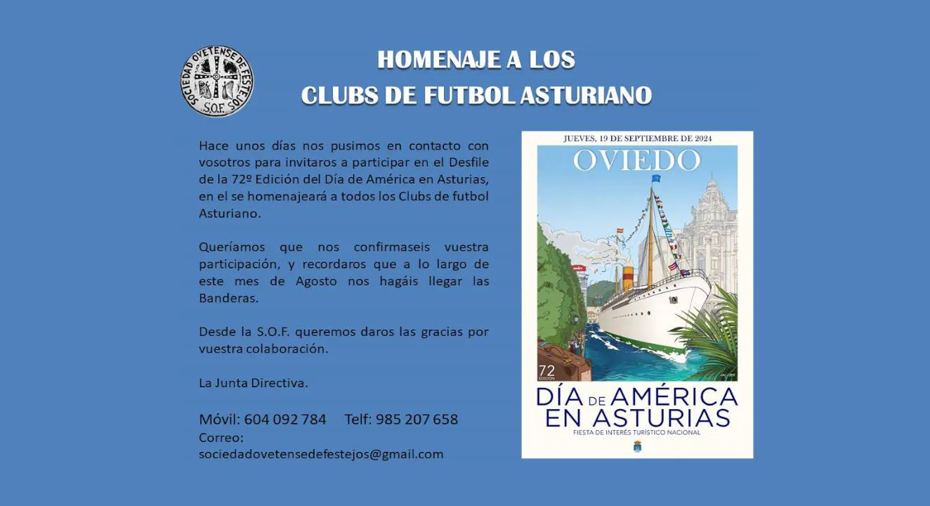 Homenaje a los Clubs de Fútbol Asturiano en el Día de América en Asturias