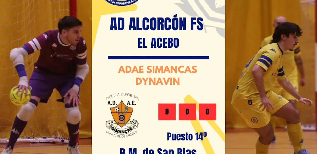 La AD Alcorcón FS visita la complicada pista de ADAE Simancas